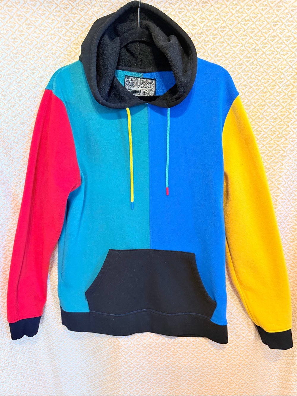 Brooklyn Cloth Colorblock Hooded Sweatshirt in Red, Teal, Blue & Yellow